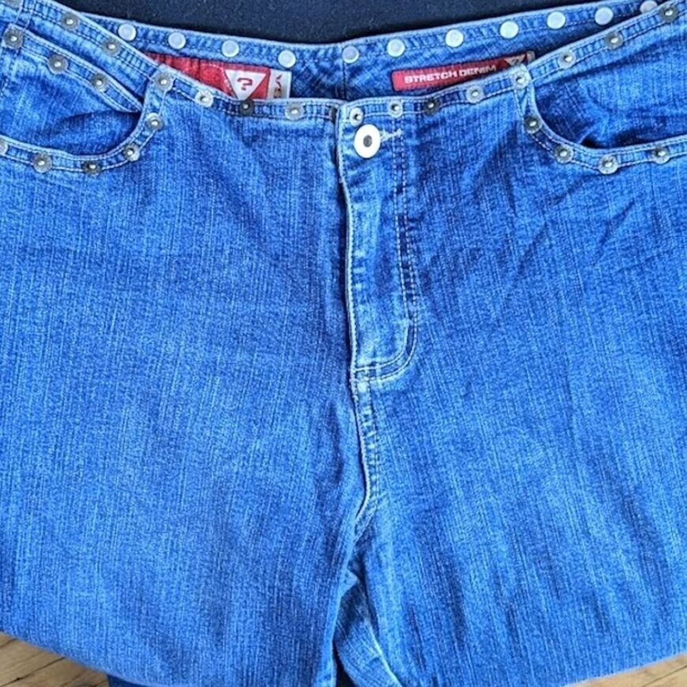 Vintage y2k Guess Jeans Flare Denim Studded Detail Medium Wash Size 31 - Picture 10 of 12